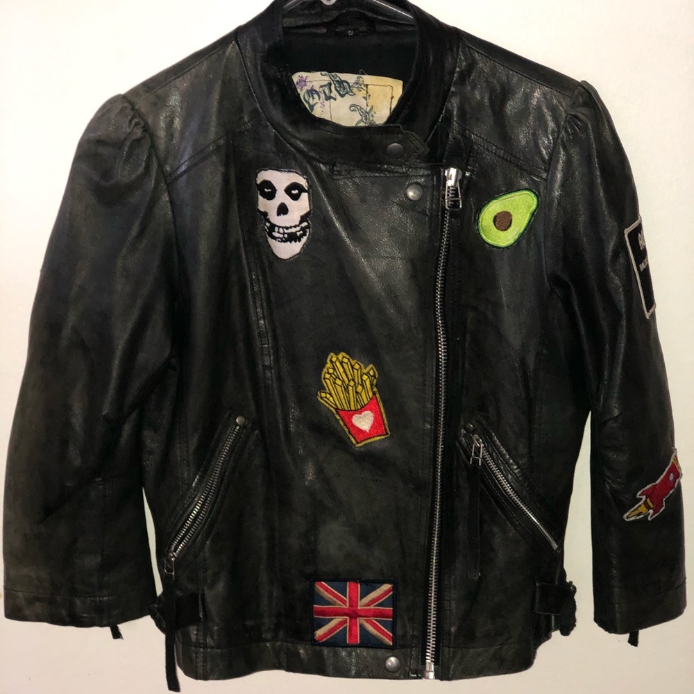 VINTAGE TopShop Customized Leather Jacket RARE - Picture 2 of 3